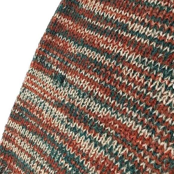 Vintage 1970s Acrylic Belted Sweater Red Orange Green White Medium Retro Knit - Picture 7 of 8